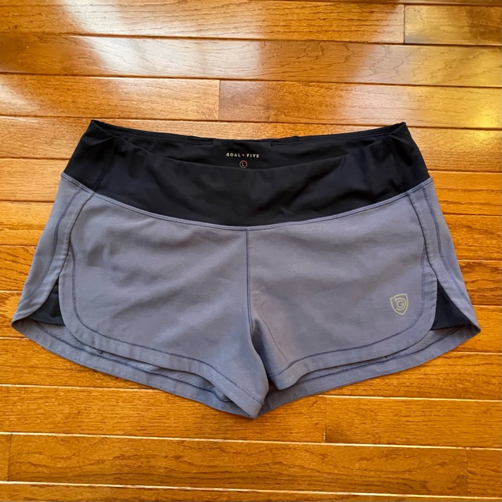 Goal Five Athletic Shorts with Inside Liner, Blue, Size Large.
